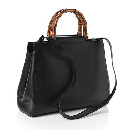 Gucci Nappa Bamboo Medium Nymphaea Top Handle Bag Black 3 of 9