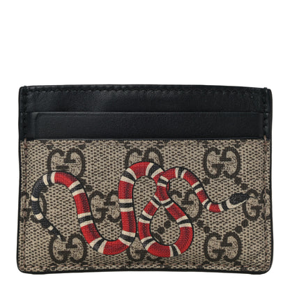 Gucci GG Supreme Monogram Kingsnake Card Holder Beige Black 1 of 14