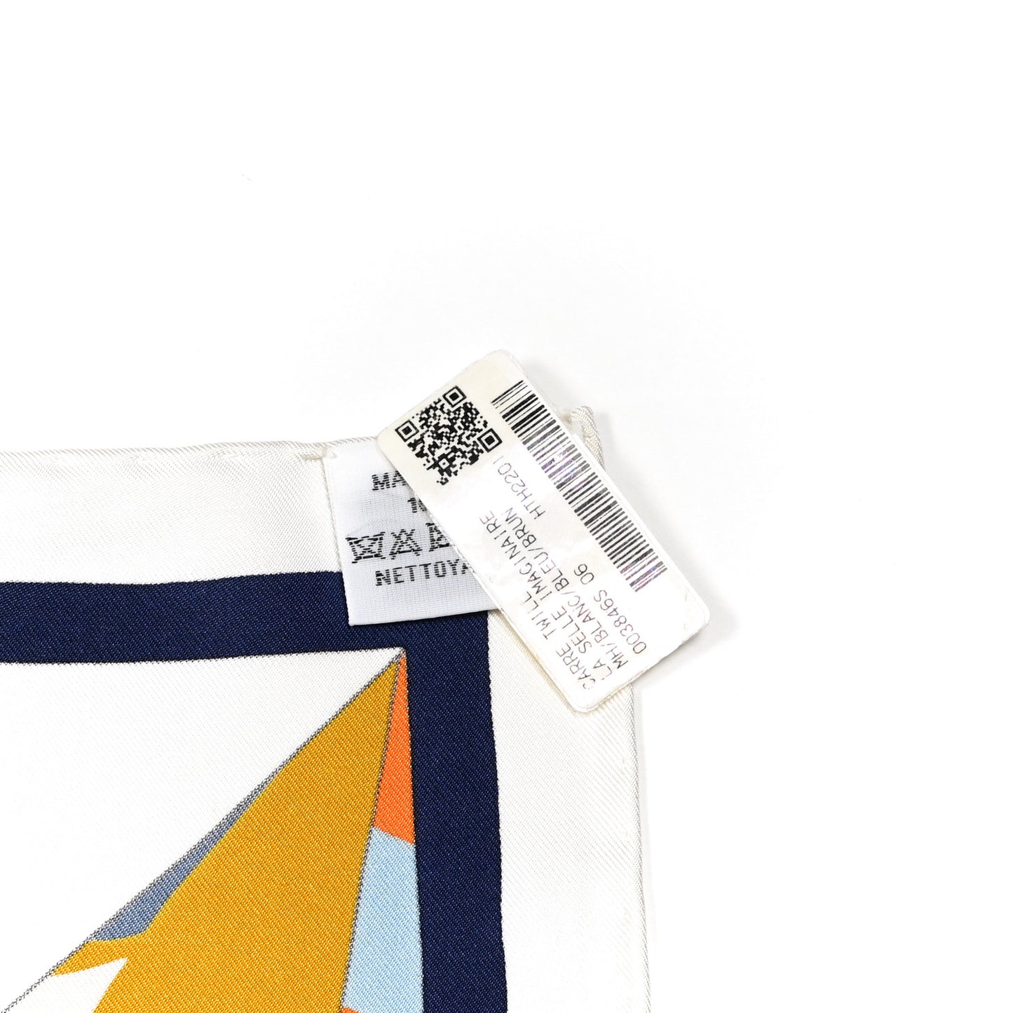 Silk La Selle Imaginaire Scarf 90 White Bleu Brune