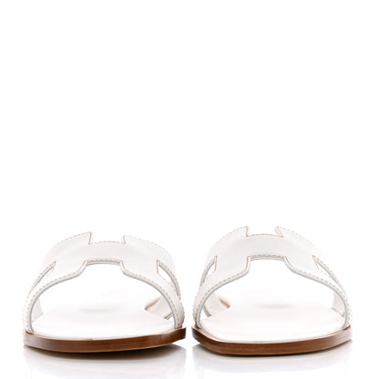 Hermes Box Calfskin Oran Sandals 38 White 2 of 9