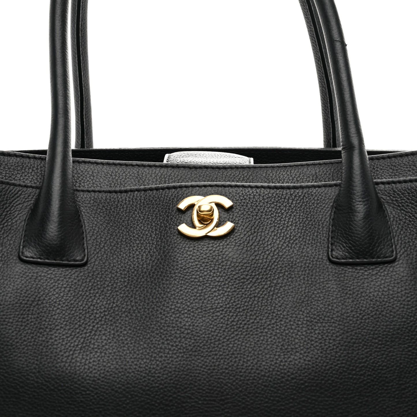 Calfskin Cerf Executive Shopper Tote Black