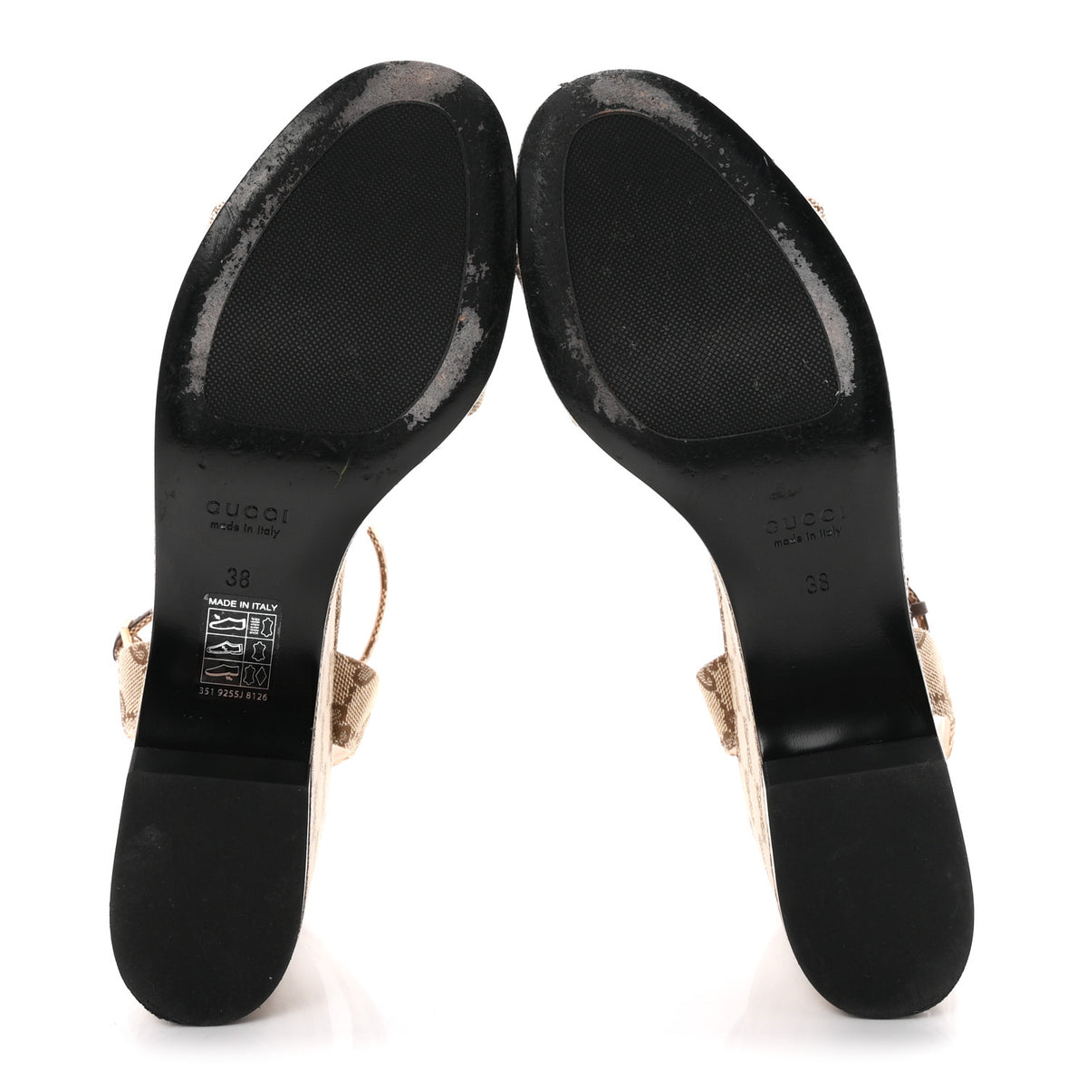 Monogram Nappa Chalotte Horsebit Ankle Strap 75mm Flatform Sandals 38 Beige Ebony