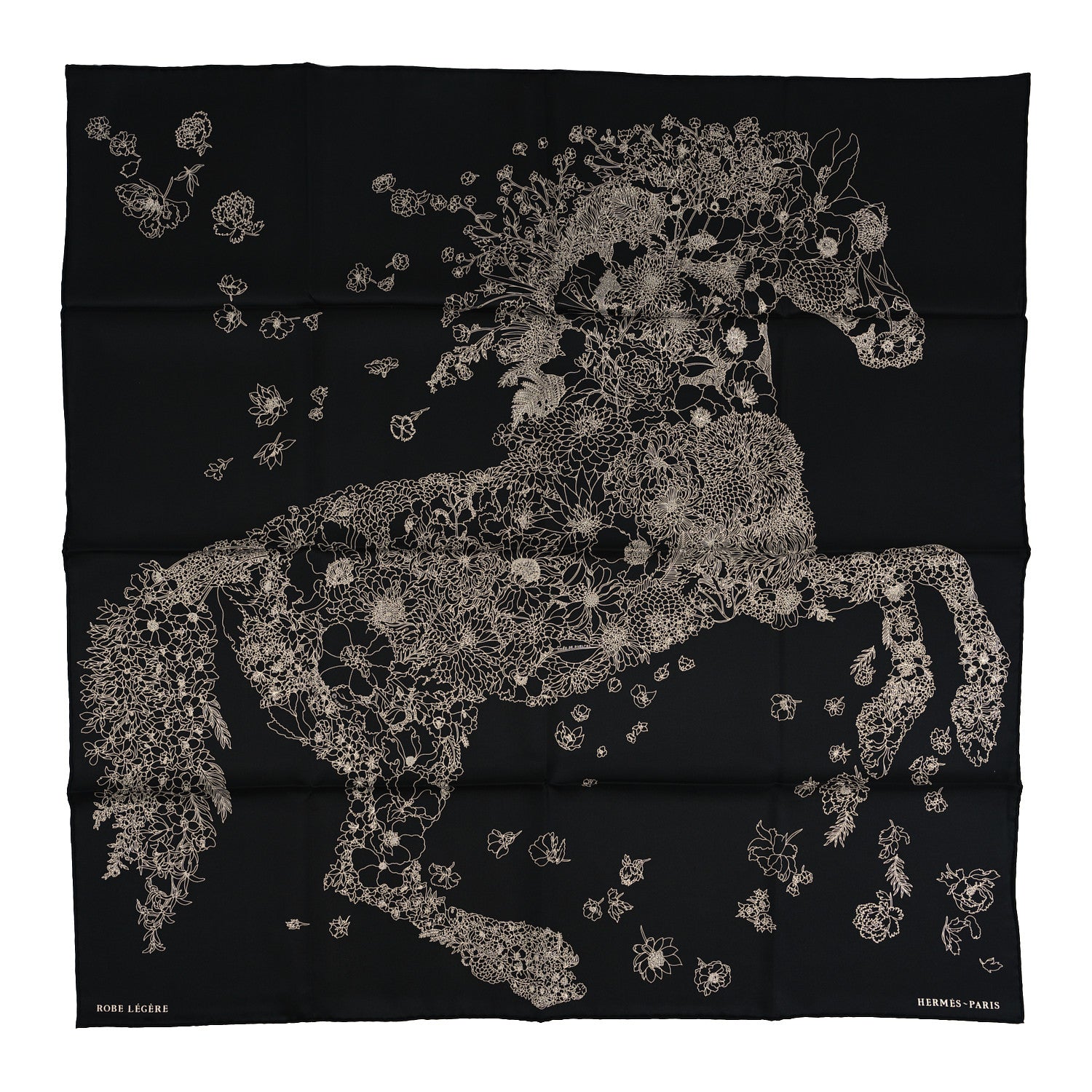 Hermes Silk Robe Legere Scarf 90 Black White 1 of 4