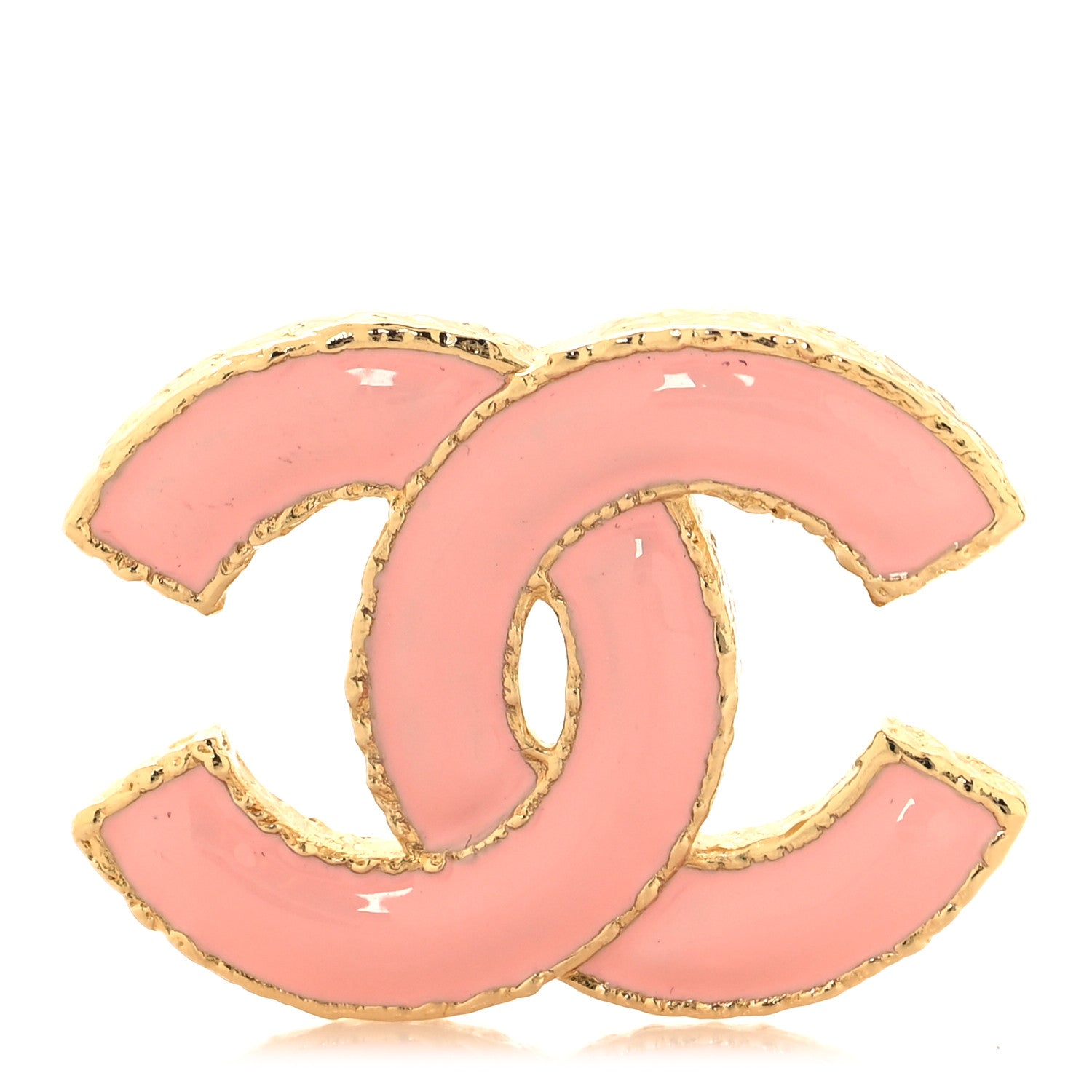 Chanel Metal Enamel CC Brooch Pink Gold 1 of 4