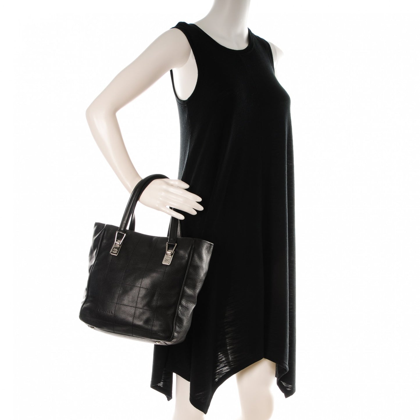 Caviar Square Stitched Tote Black