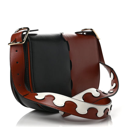 Chloe Shiny Calfskin Mia Tri-Color Saddle Bag Brown Black 2 of 7