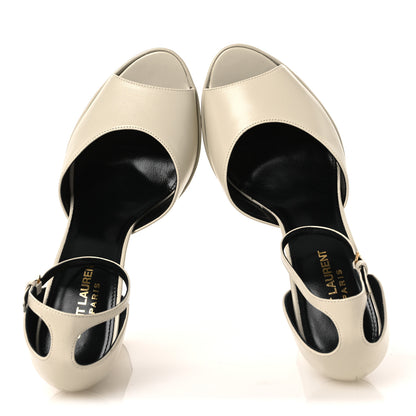 Saint Laurent Lambskin Jodie Platform Sandals 39.5 Pearl 2 of 11