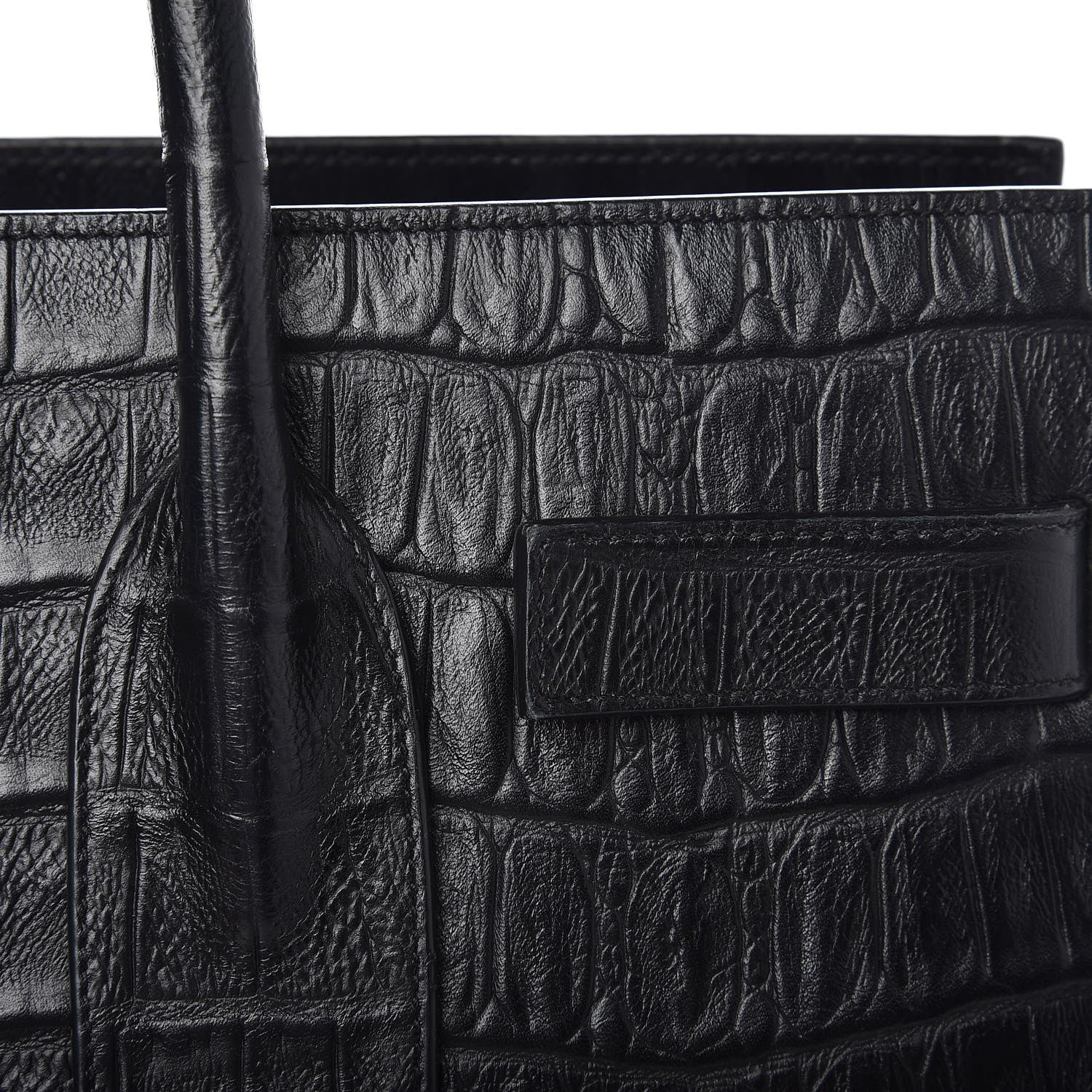 Saint Laurent Calfskin Crocodile Embossed Small Sac de Jour Black 11 of 12