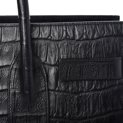 Saint Laurent Calfskin Crocodile Embossed Small Sac de Jour Black 11 of 12
