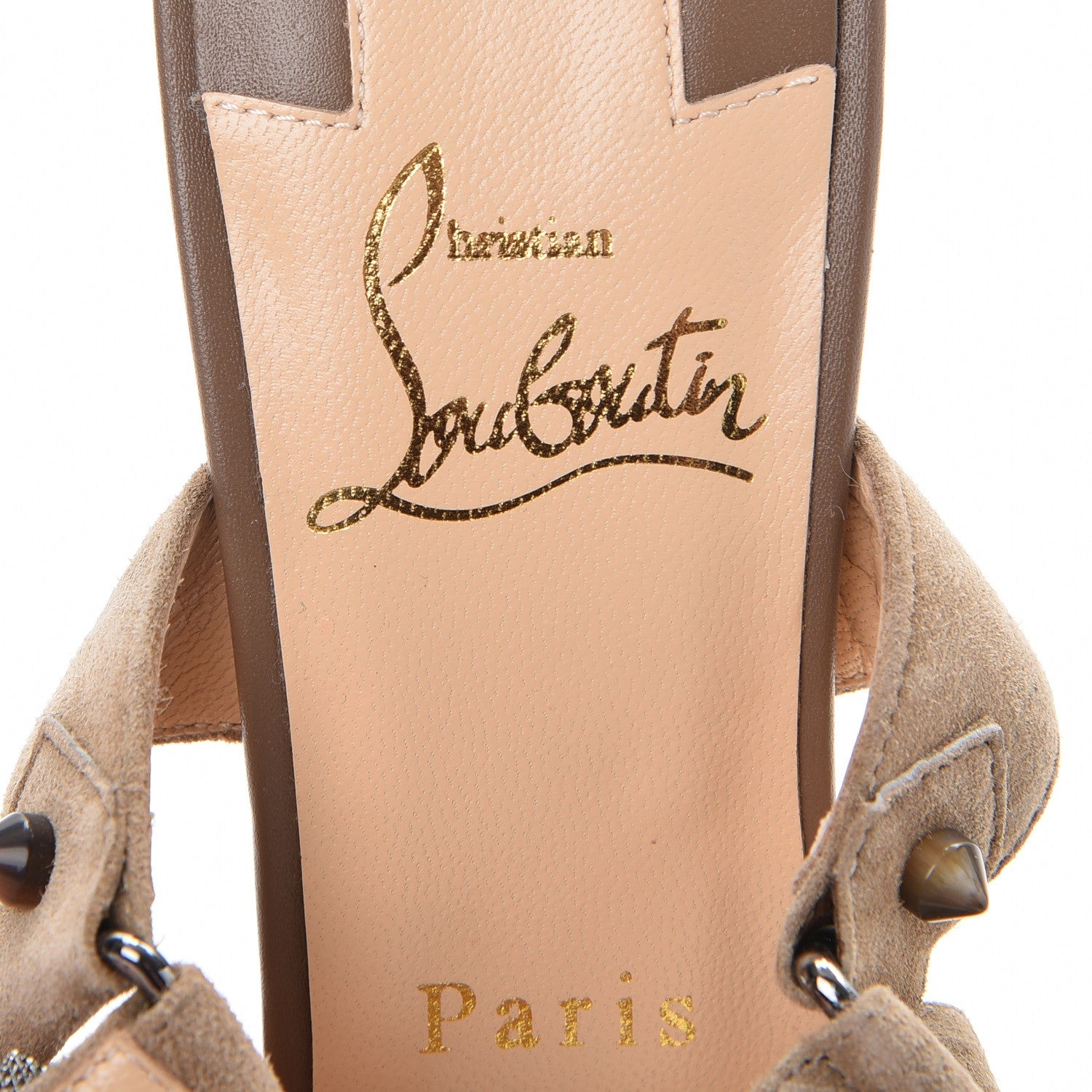 Christian Louboutin Suede Bikee Bike Sandals 36.5 Greige 7 of 9