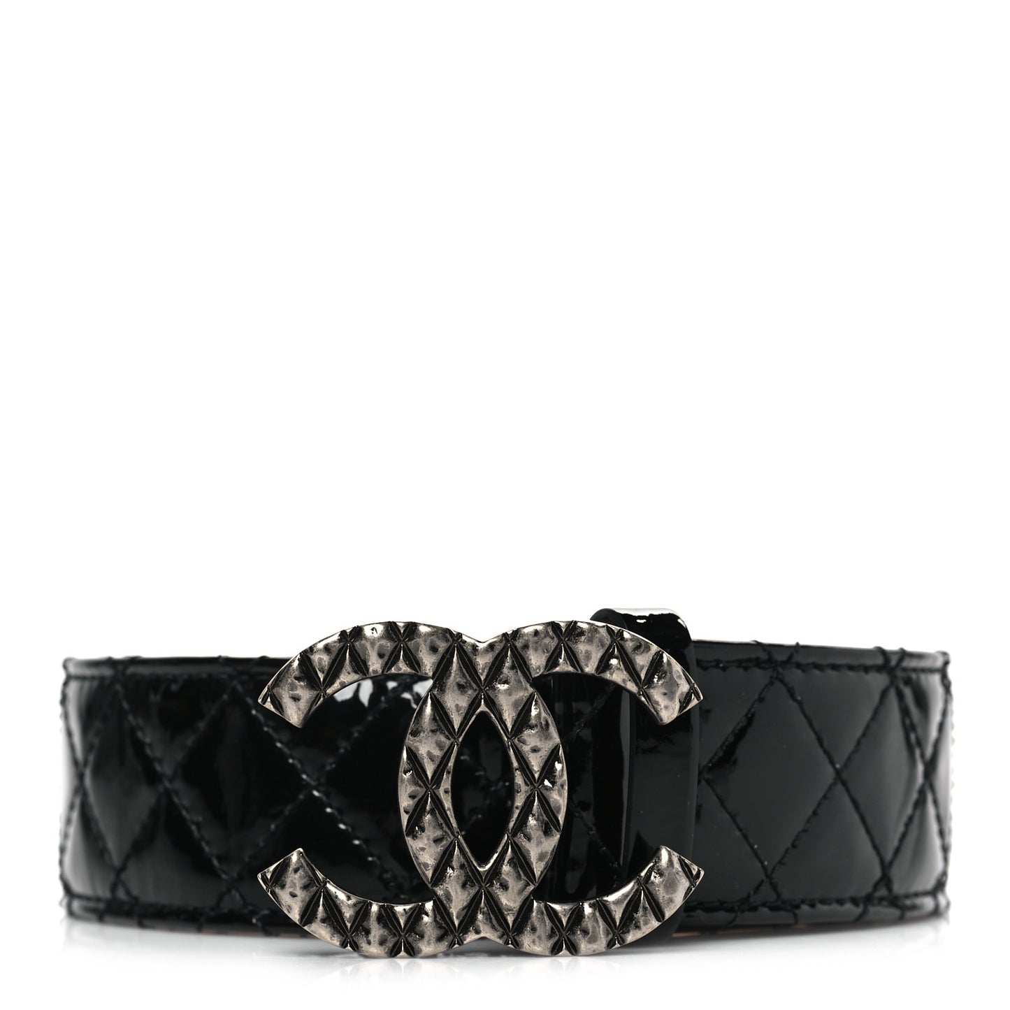 Patent Quilted CC Logo Wide Belt 90 36 Black