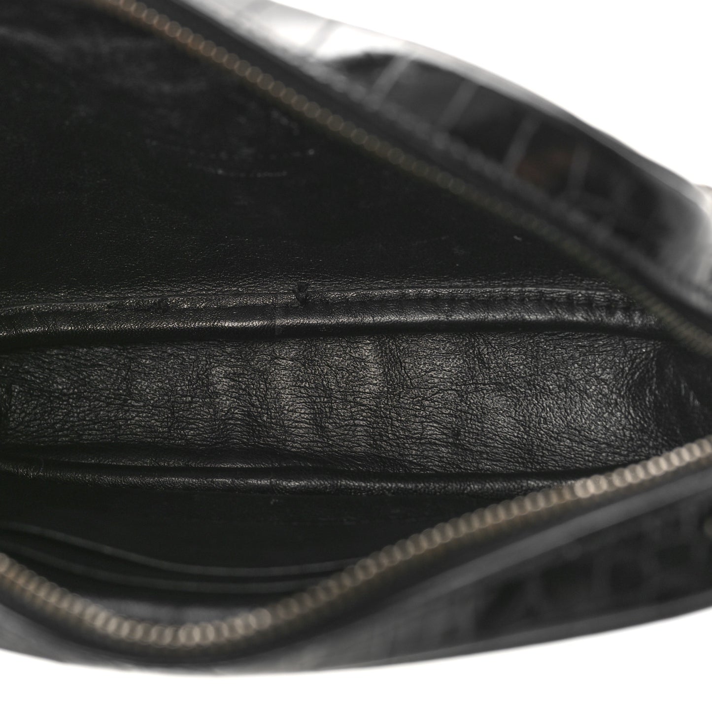 Calfskin Crocodile Embossed Monogram Mini Lou Camera Bag Black