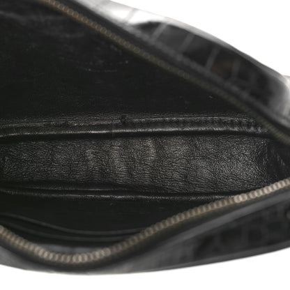 Saint Laurent Calfskin Crocodile Embossed Monogram Mini Lou Camera Bag Black 5 of 10