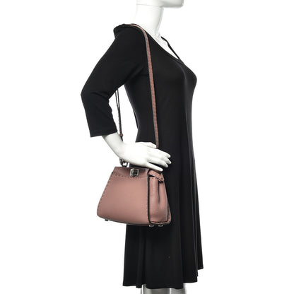 Fendi Cuoio Romano Selleria Bi-Color Mini Peekaboo Iconic Satchel English Rose Camelia 2 of 10