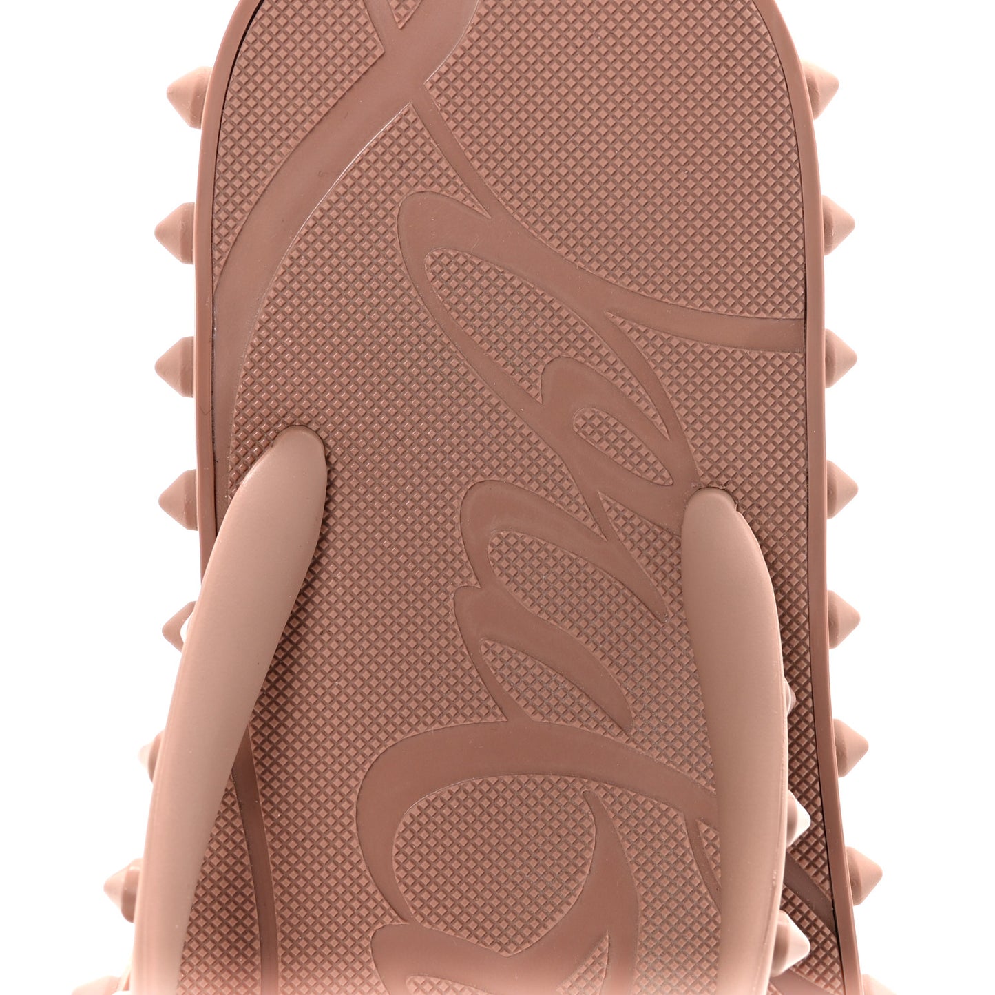 Rubber Spike Super Loubi Flip Flop Sandals 36 Nude