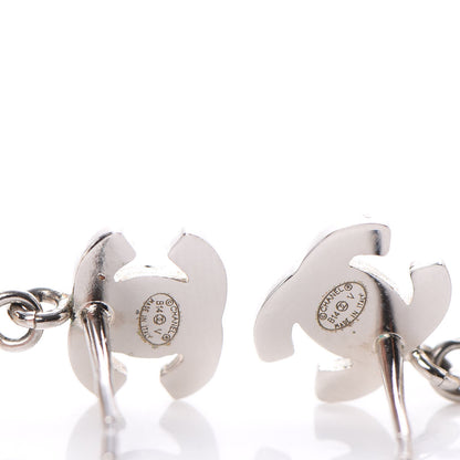 Chanel Crystal Pearl CC Drop Earrings Silver 4 of 5