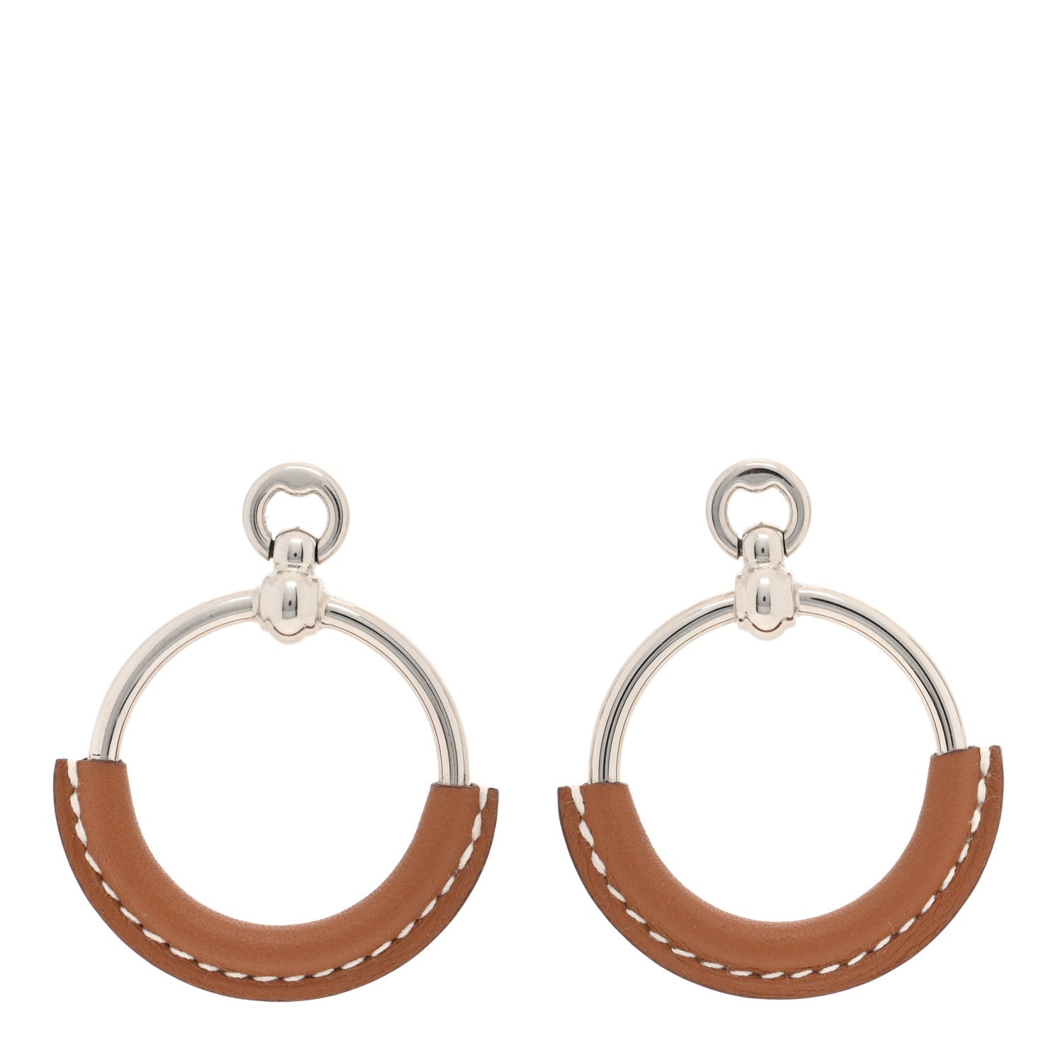 Hermes Barenia Loop Earrings Fauve 1 of 5