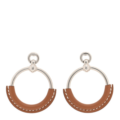 Hermes Barenia Loop Earrings Fauve 1 of 5