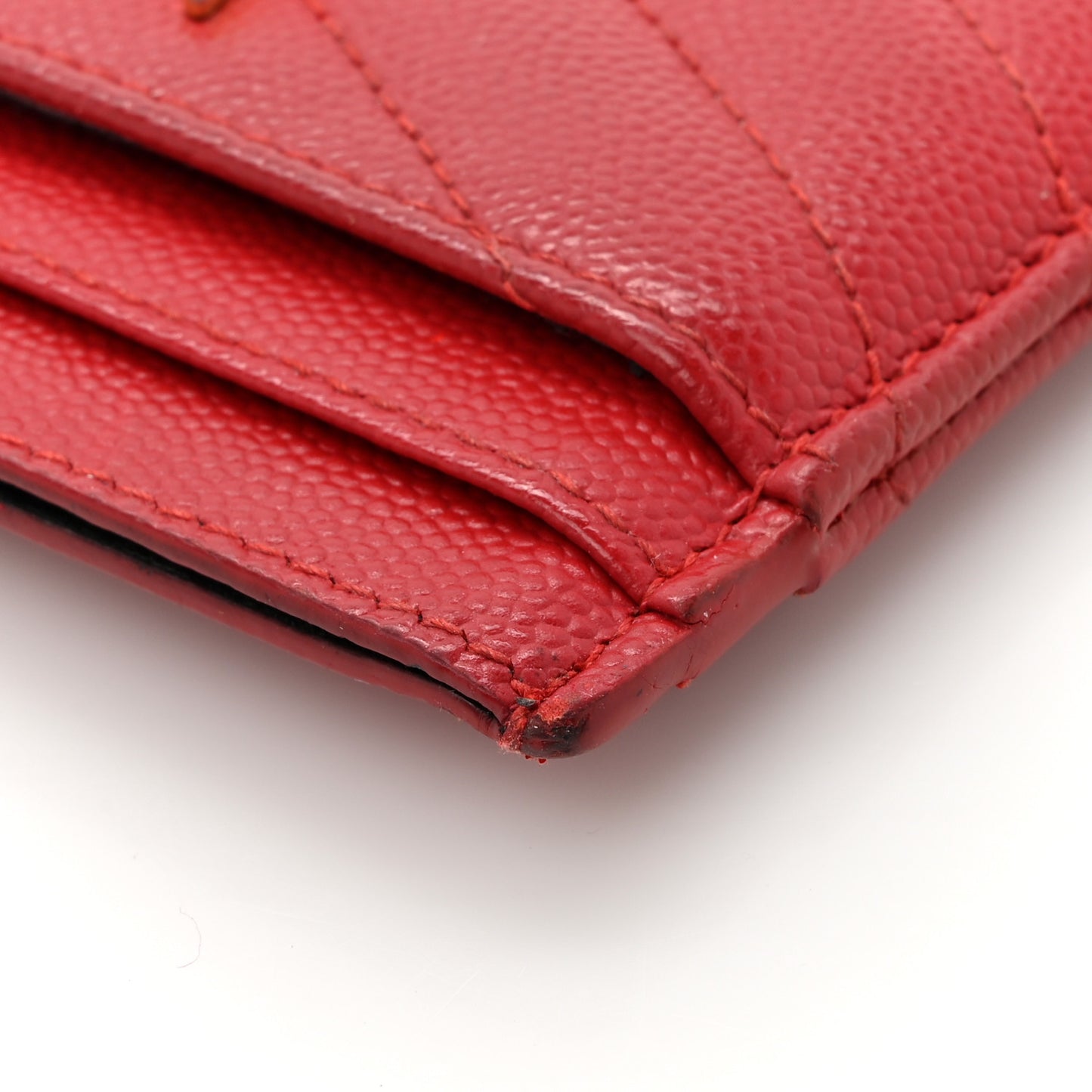 Grain De Poudre Matelasse Chevron Monogram Credit Card Case Opyum Red