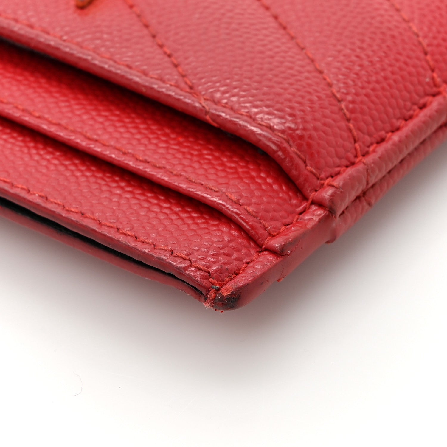 Saint Laurent Grain De Poudre Matelasse Chevron Monogram Credit Card Case Opyum Red 10 of 11