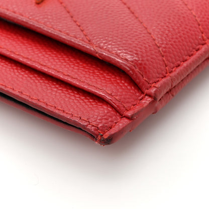 Saint Laurent Grain De Poudre Matelasse Chevron Monogram Credit Card Case Opyum Red 10 of 11