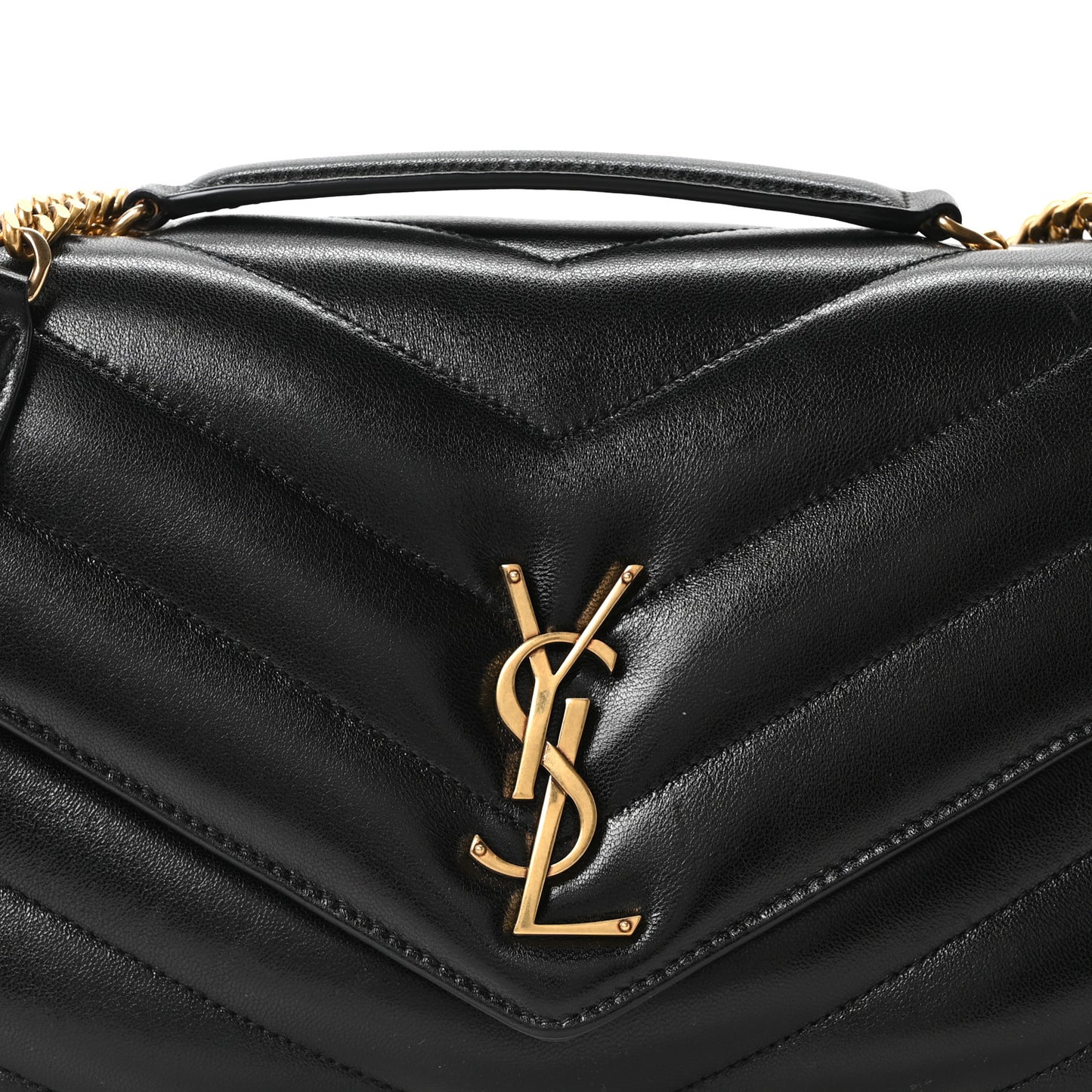 Lambskin Chevron Quilted Medium Loulou Black