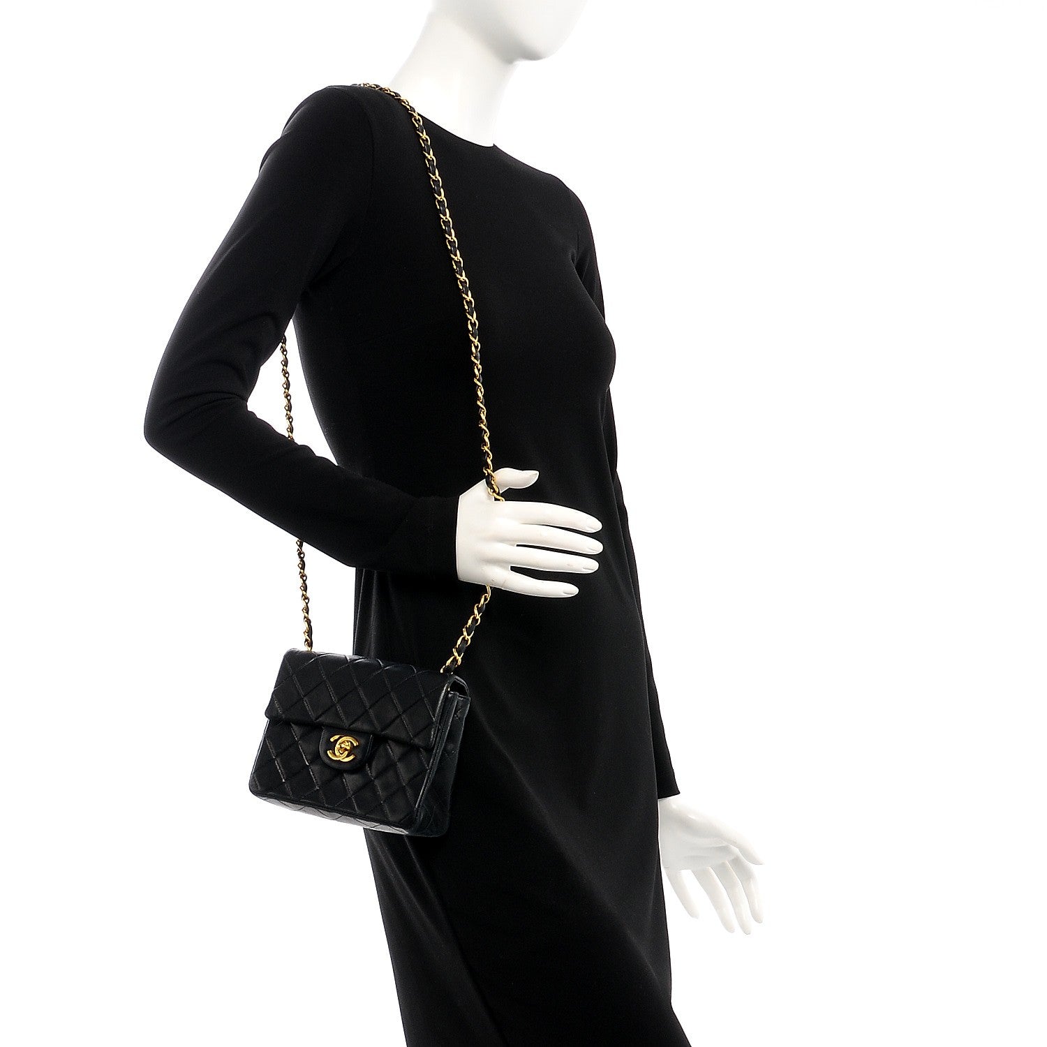 Chanel Lambskin Quilted Mini Square Flap Black 2 of 8