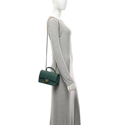 Chanel Lambskin Quilted Mini Top Handle Rectangular Flap Green 2 of 10