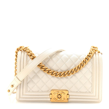 Chanel Iridescent Caviar Quilted Medium Boy Flap White 1 of 10