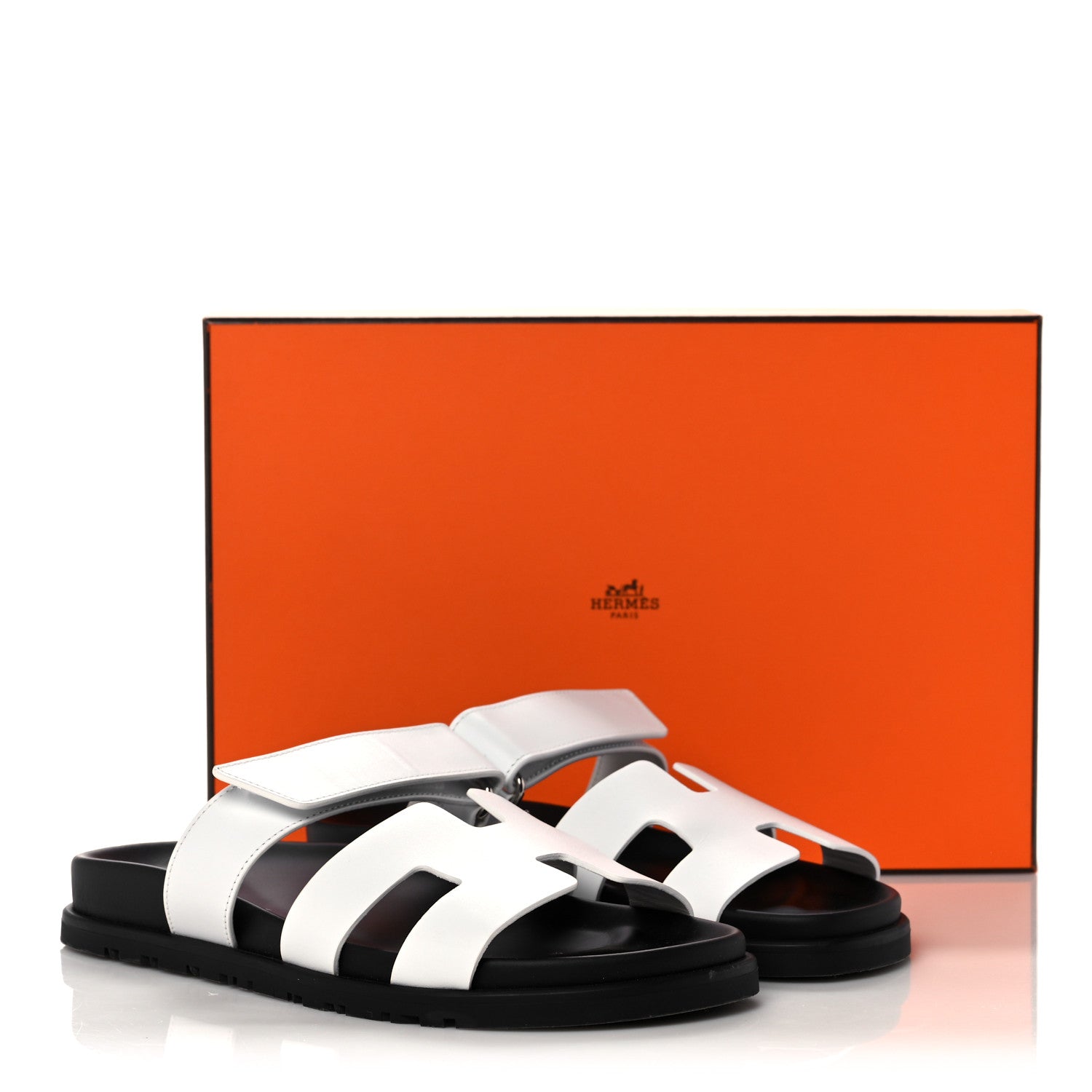Hermes Calfskin Womens Chypre Sandals 38 White 8 of 8