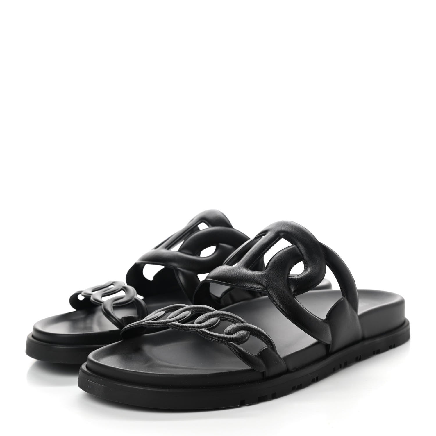 Hermes Nappa Extra Sandals 38 Black 3 of 8