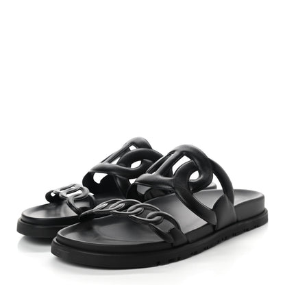 Hermes Nappa Extra Sandals 38 Black 3 of 8