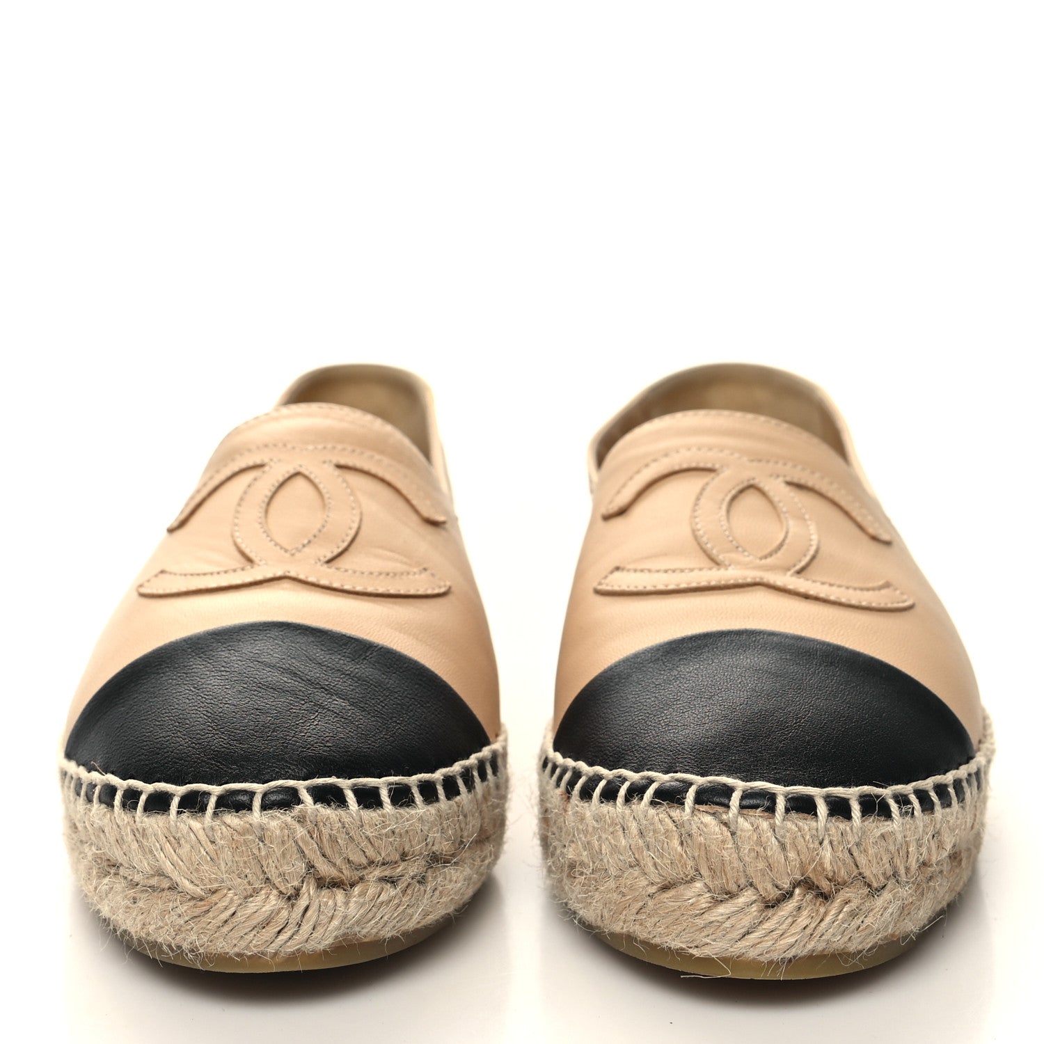 Chanel Lambskin CC Espadrilles 37 Beige Black 2 of 9
