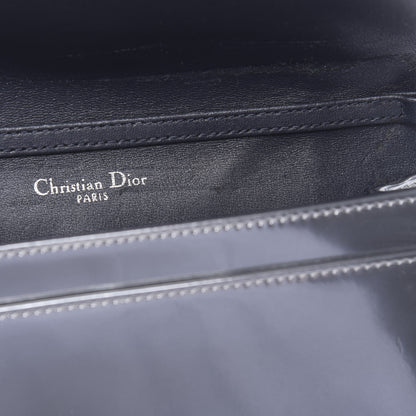 Christian Dior Metallic Patent Micro-Cannage Diorama Wallet on Chain Pouch Silver 12 of 16