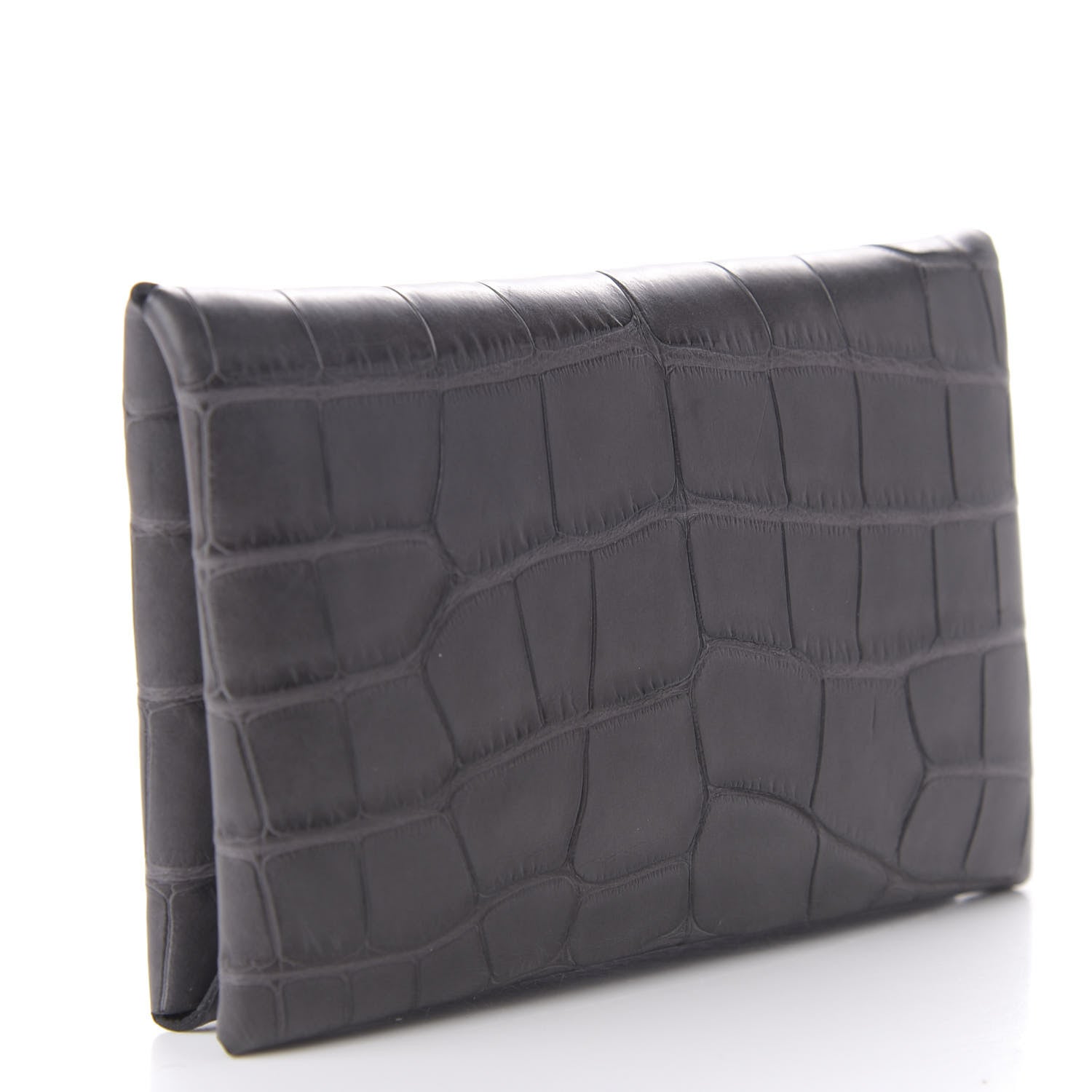 Hermes Matte Alligator Calvi Card Case Graphite 3 of 7