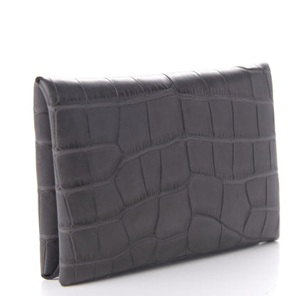 Hermes Matte Alligator Calvi Card Case Graphite 3 of 7