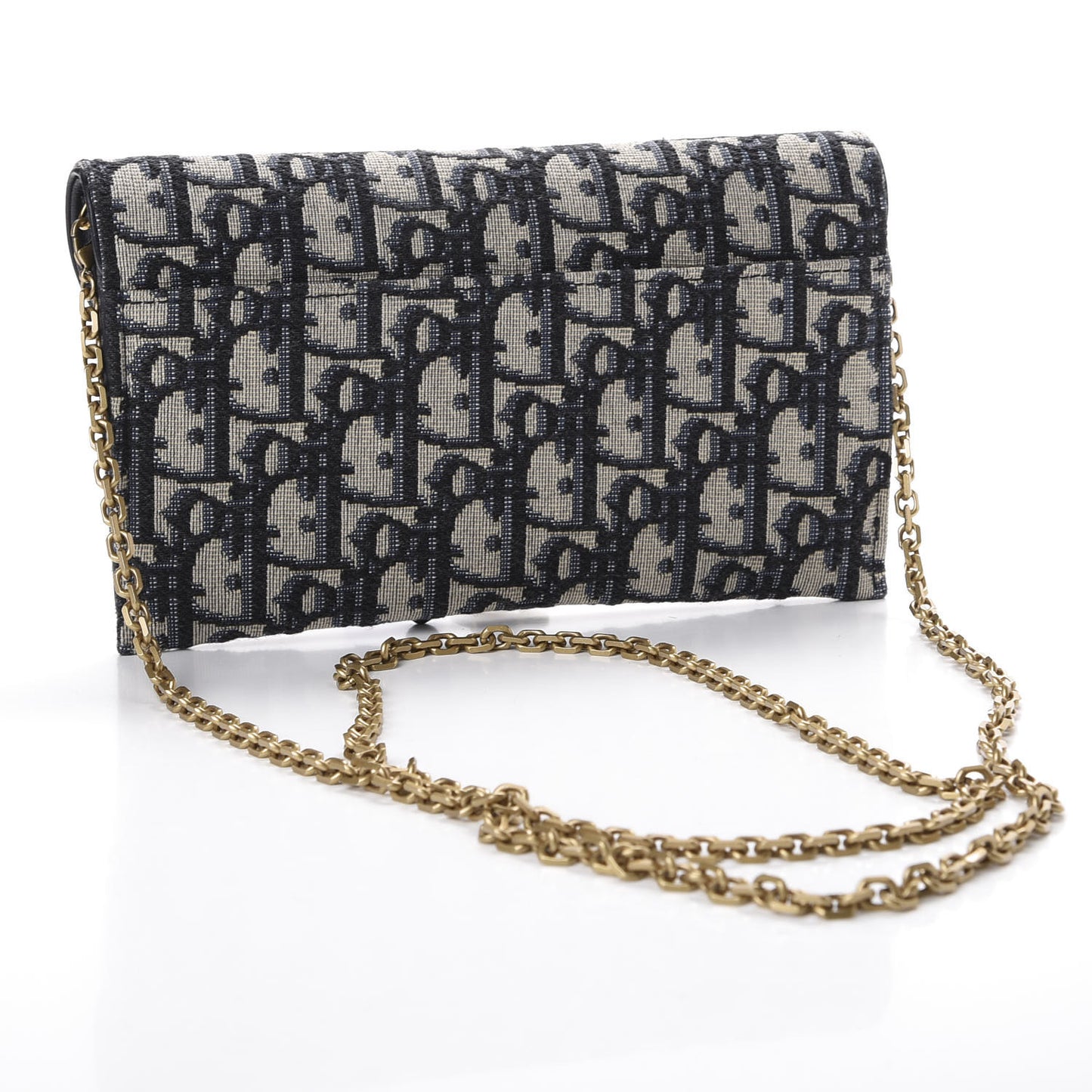 Oblique Saddle Chain Long Wallet Blue