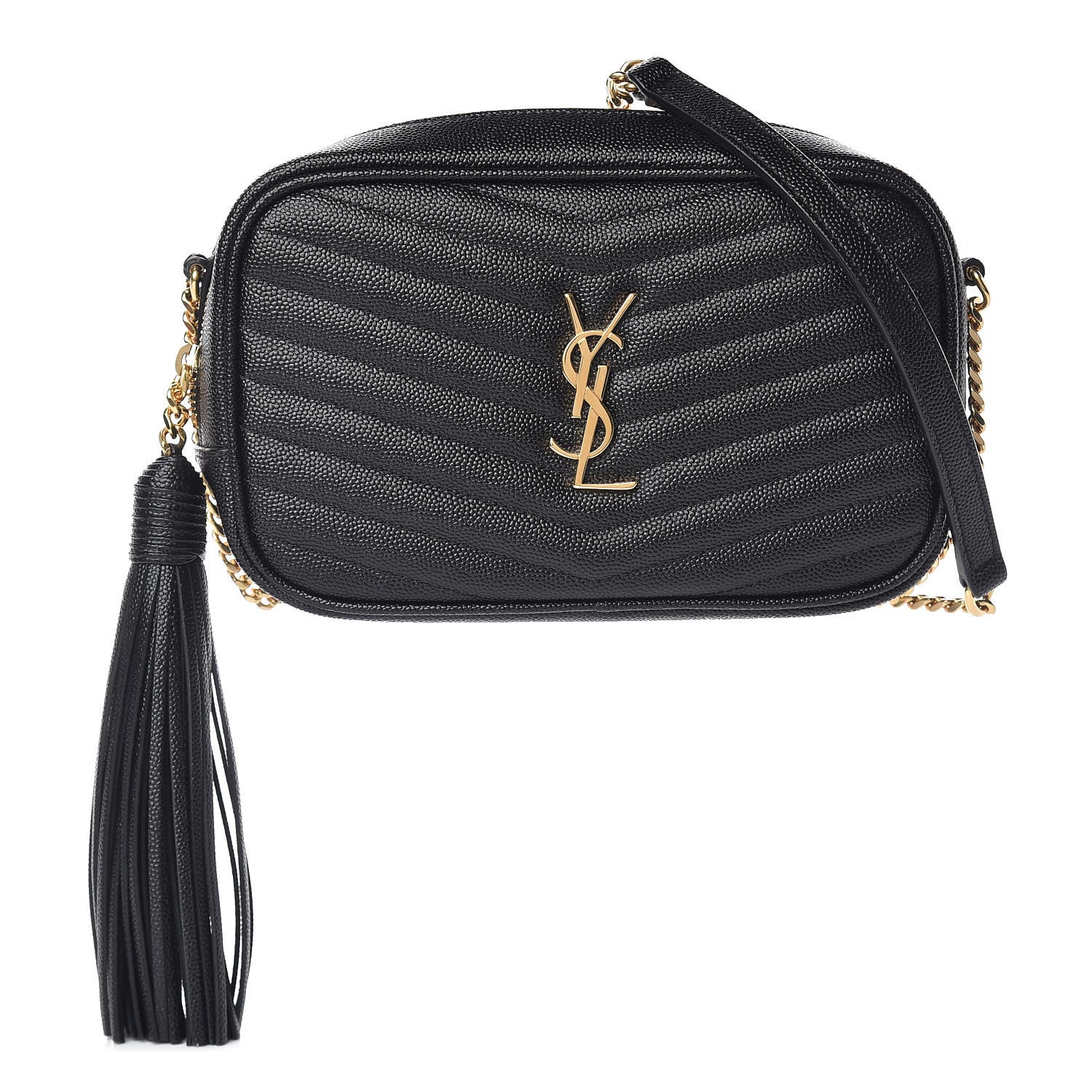 Saint Laurent Grain De Poudre Matelasse Monogram Mini Lou Camera Bag Black 1 of 10