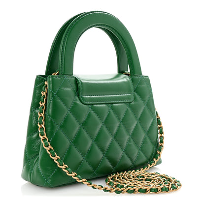 Chanel Shiny Aged Calfskin Quilted Nano Kelly Shopper Green 3 of 10