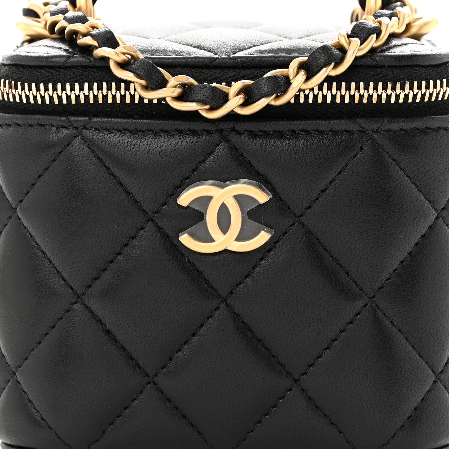 Chanel Lambskin Quilted Metal Mini Top Handle Vanity Case With Chain Black 8 of 12