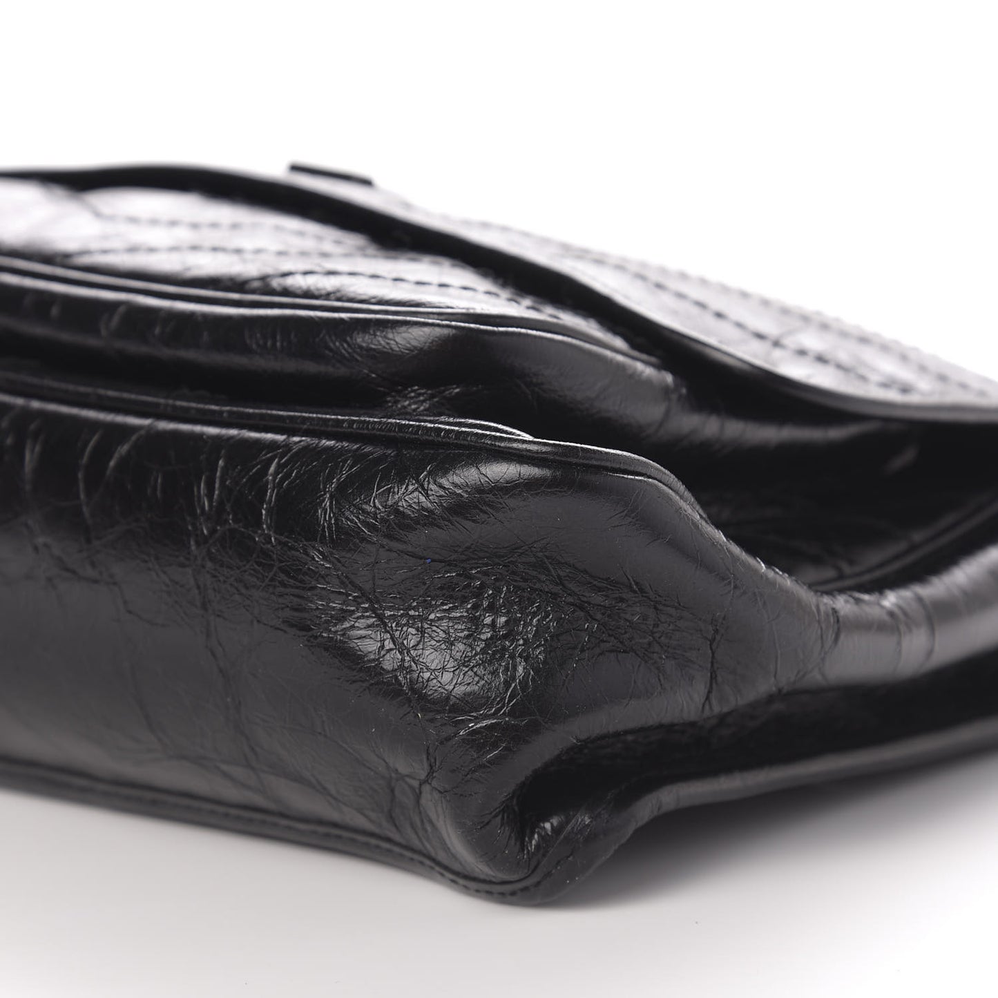 Crinkled Calfskin Matelasse Monogram Large Niki Chain Satchel Black