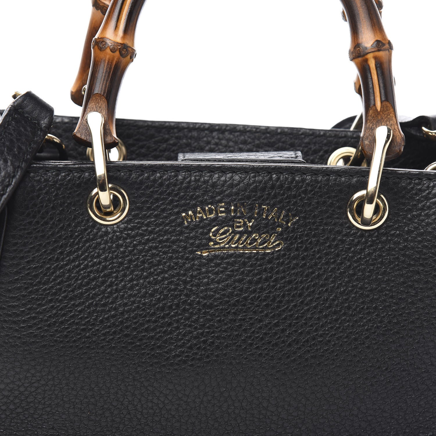 Gucci Cellarius Calfskin Mini Bamboo Shopper Tote Black 9 of 9