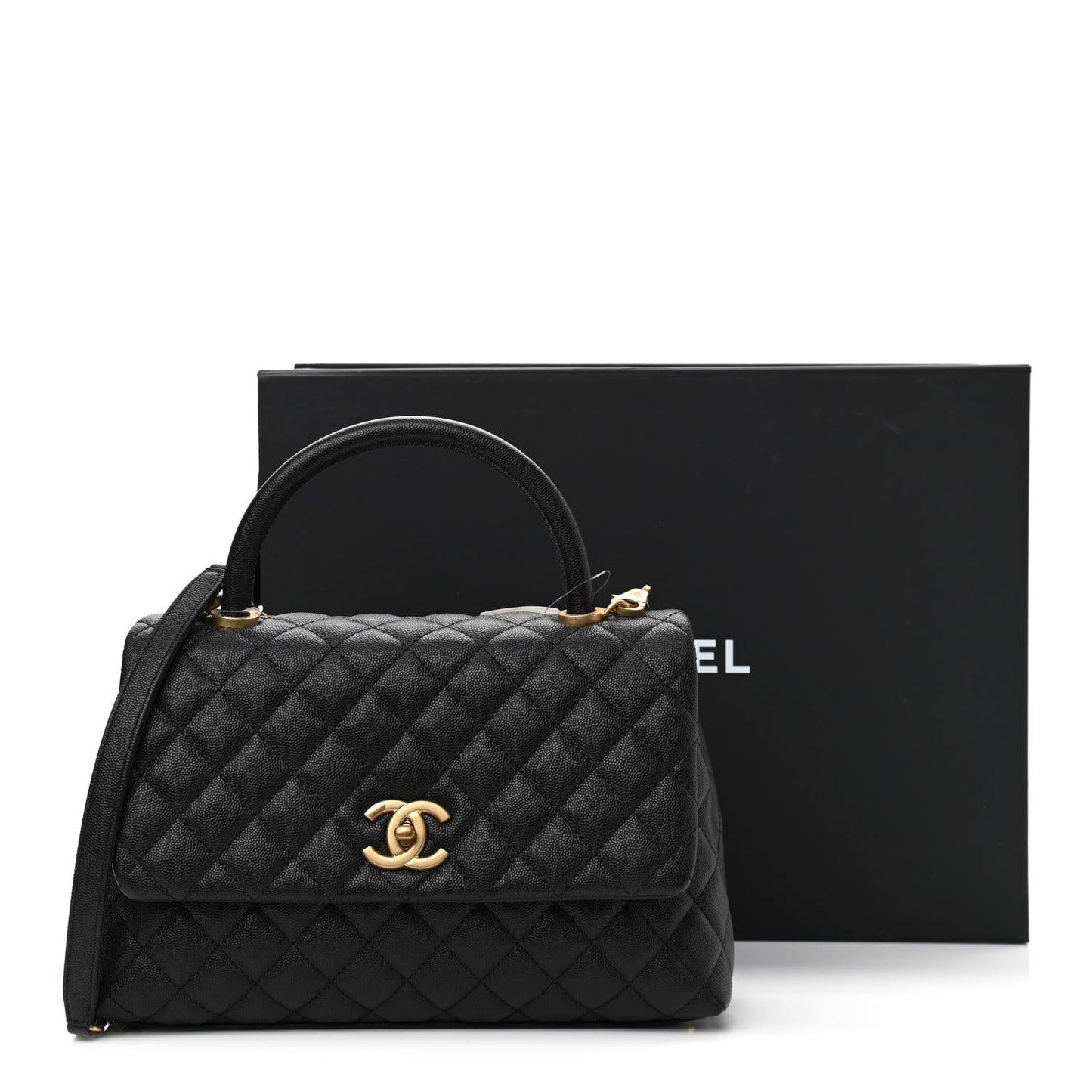 Caviar Quilted Small Coco Handle Flap Black