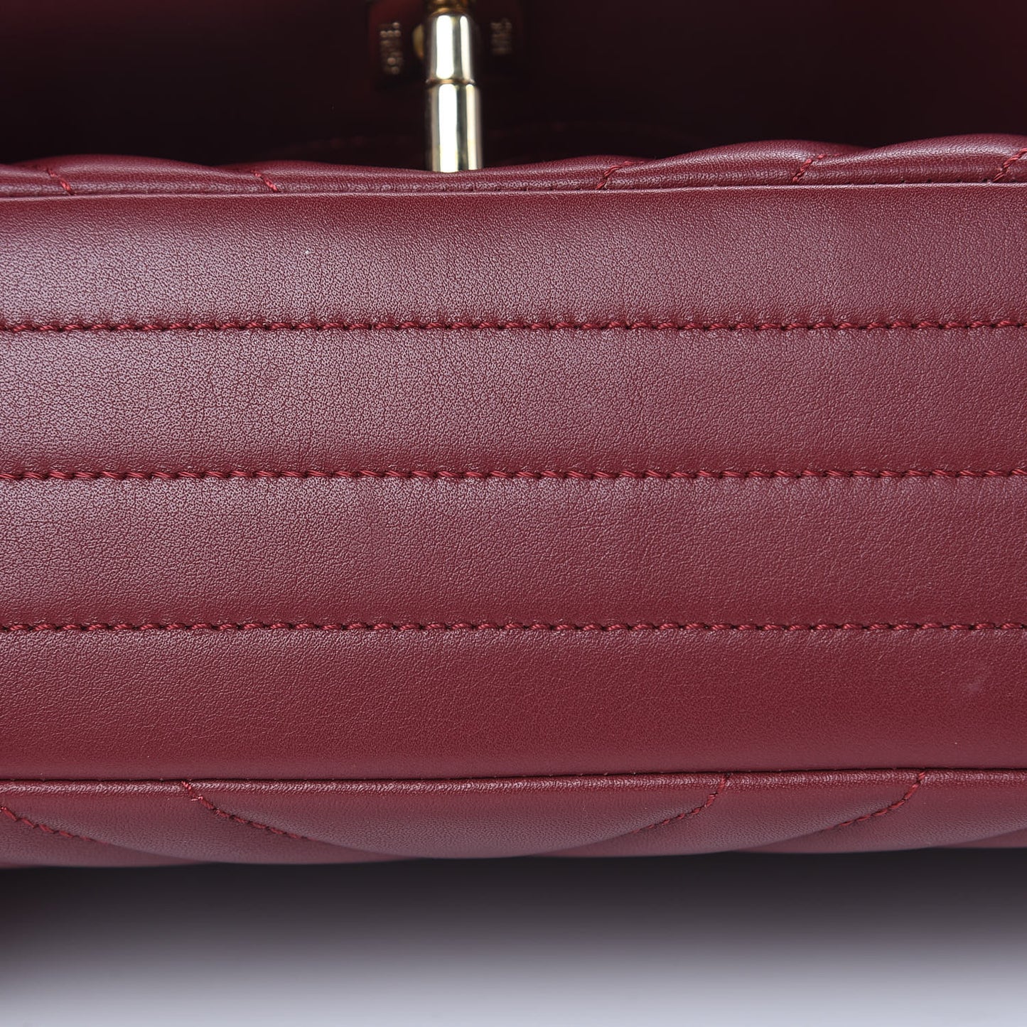 Calfskin Chevron Quilted Mini Statement Flap Burgundy