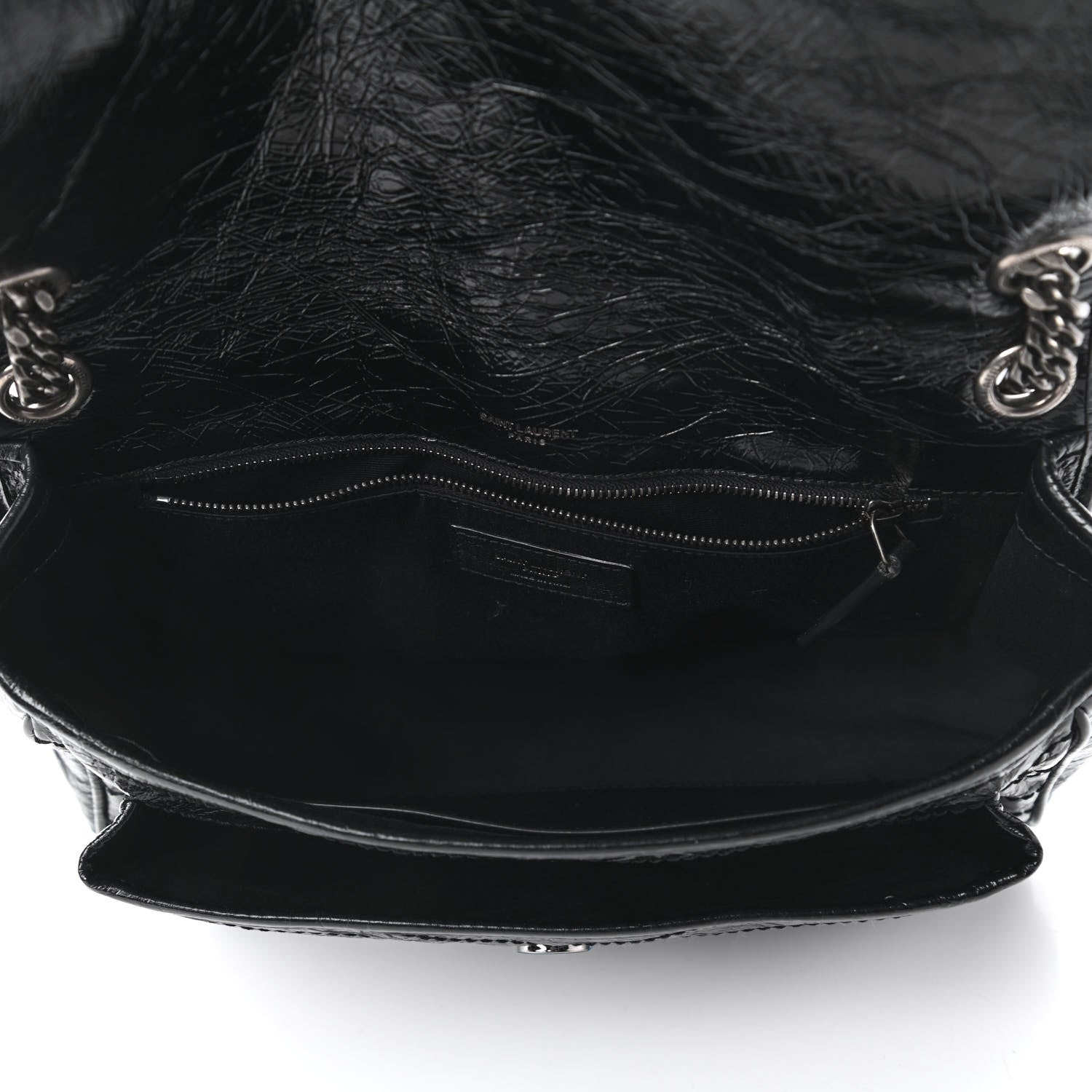 Saint Laurent Crinkled Calfskin Matelasse Monogram Medium Niki Chain Satchel Black 5 of 10