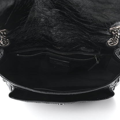 Saint Laurent Crinkled Calfskin Matelasse Monogram Medium Niki Chain Satchel Black 5 of 10
