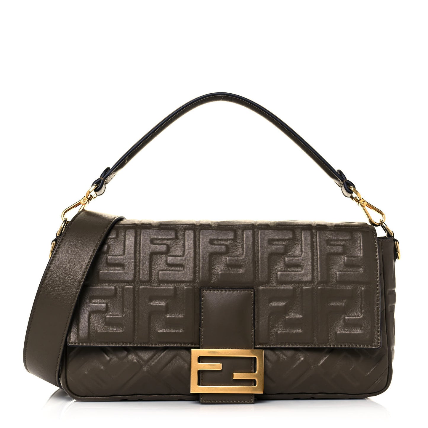 Nappa FF 1974 Embossed Large Baguette Wood
