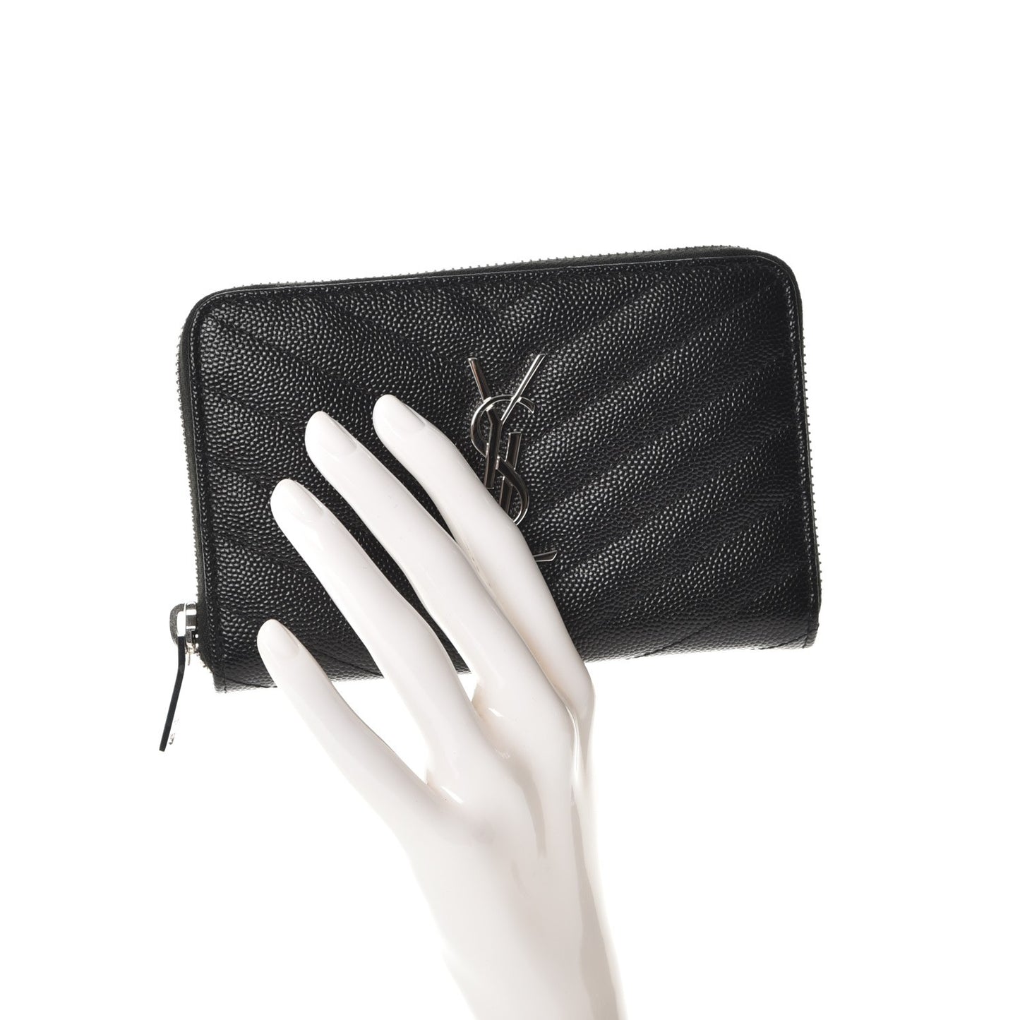 Grain De Poudre Matelasse Chevron Monogram Zip Around Wallet Black