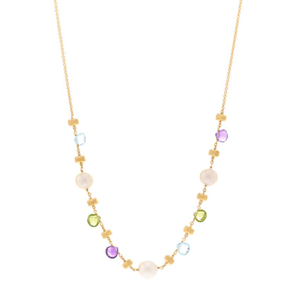 Marco Bicego 18K Yellow Gold Multi Gemstone Pearl Paradise Necklace 1 of 5