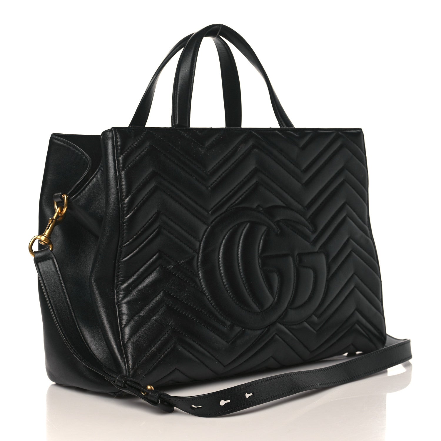 Gucci Calfskin Matelasse Medium GG Marmont Tote Black 3 of 9